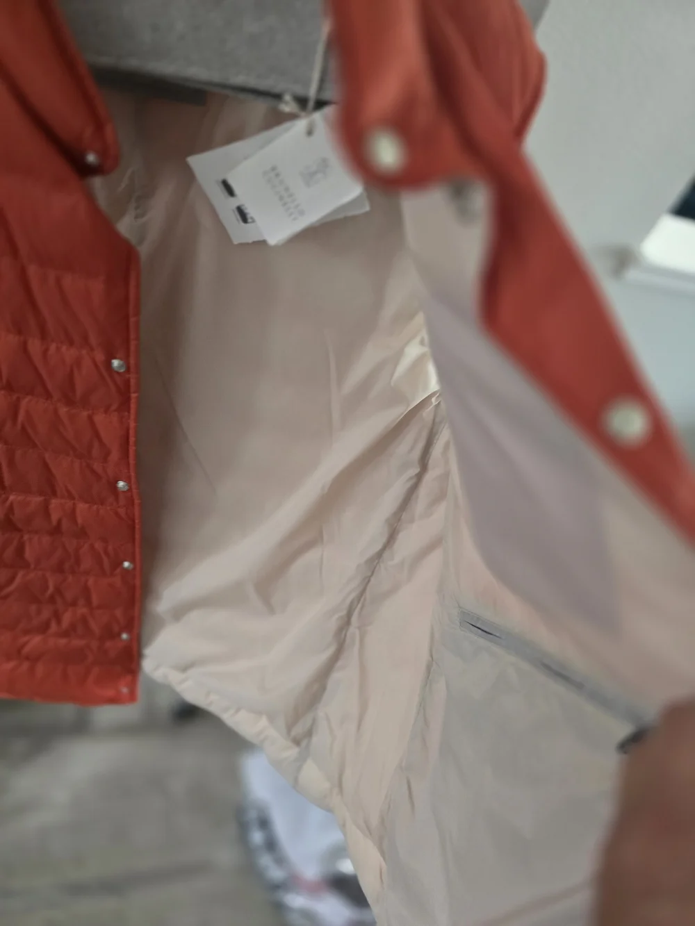 Brunello Cucinelli Coral-Red Quilted Down Vest